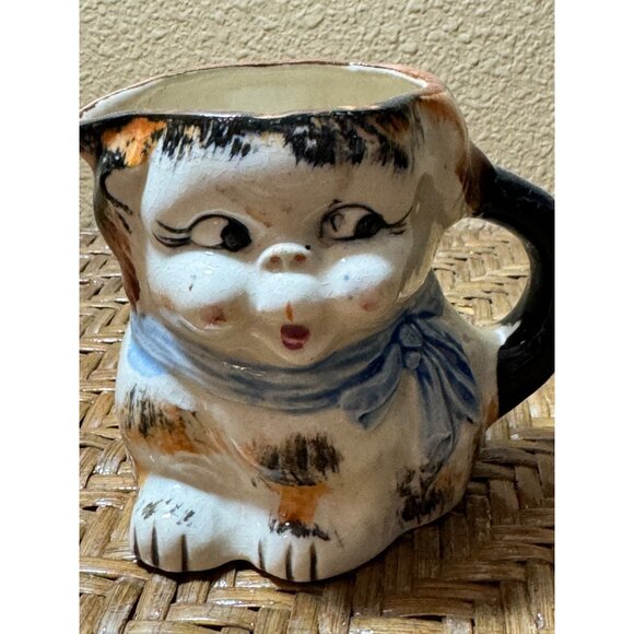 Antique Hand-Painted Ceramic Cat Creamer Creamer Handle Japan - Picture 2 of 9